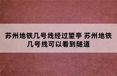 苏州地铁几号线经过望亭 苏州地铁几号线可以看到隧道